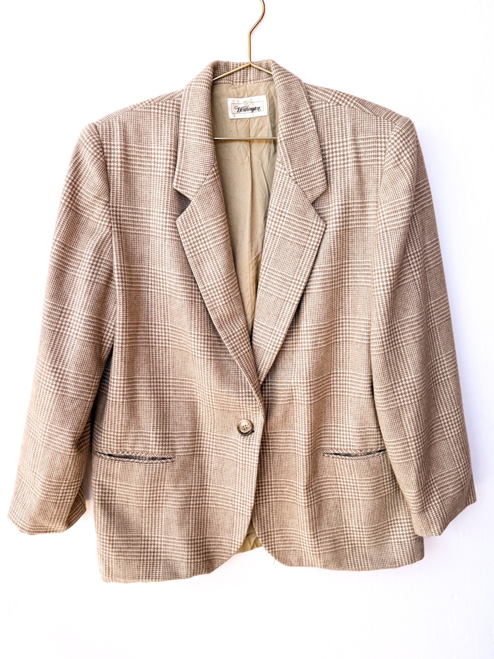 Vintage Worthington Cream Beige Wool Blend Blazer 14